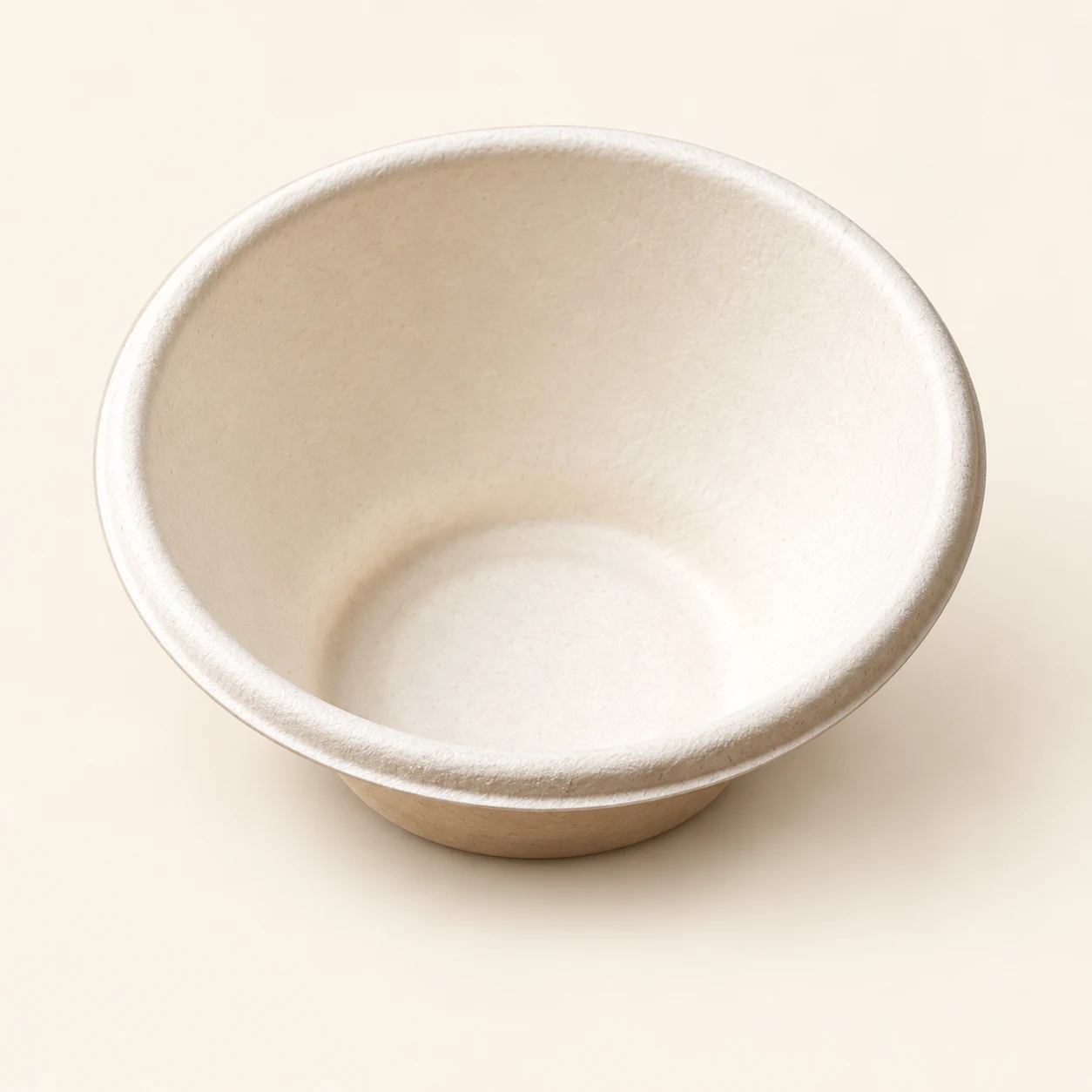 Round sugarcane bagasse bowl, studio illustration